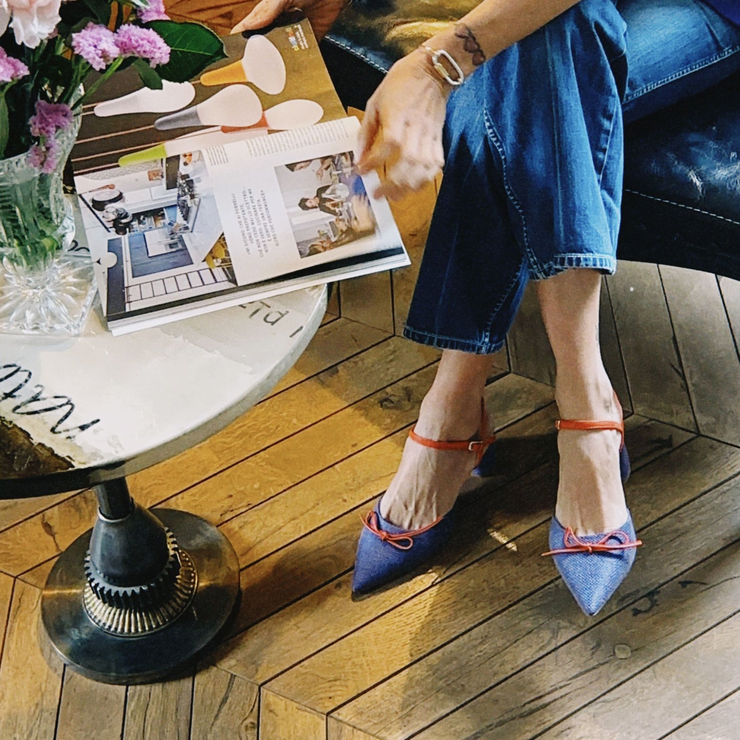 SLINGBACK "LE PUNTE" RAFIA E PELLE